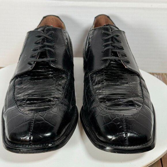 Stacy Adams Men's Genuine Snake Skin and Leather  Men's Size 12M Black Lace up D - Picture 2 of 11
